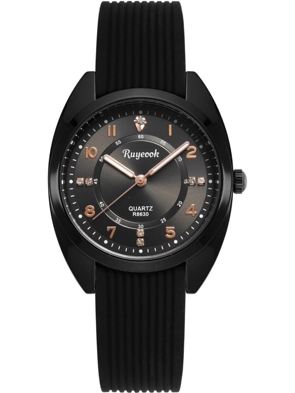 Women's Black Analog Quartz Elegant Silicone Band Waterproof Nurse Wrist Watch